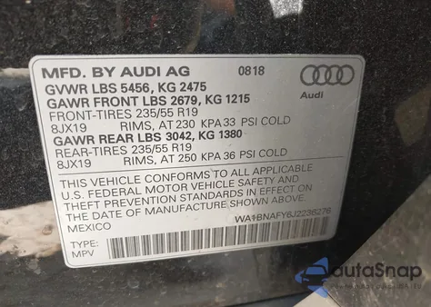 2018 Audi Q5 2.0T Premium/2.0T Tech Premium from USA, damaged, VIN WA1BNAFY6J2236276